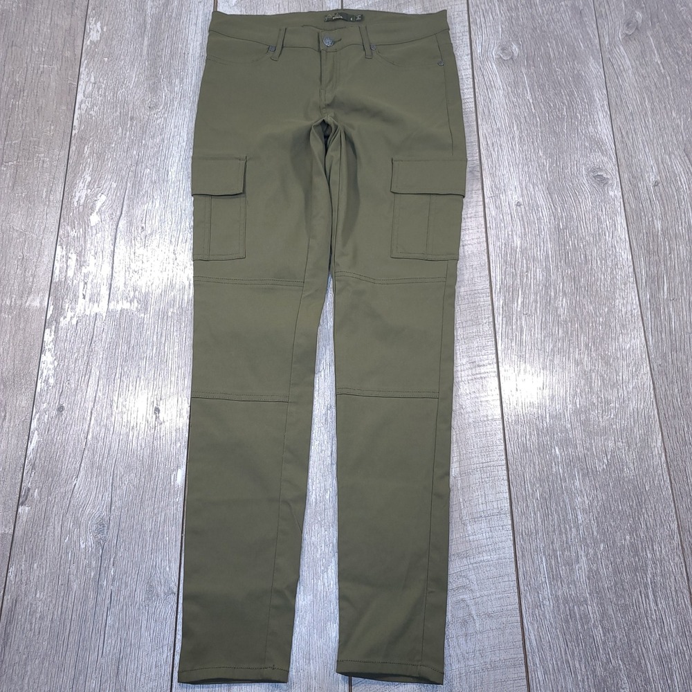 Prana Meme Cargo Pants Womens Size 4 Olive Green Slim Straight Hiking